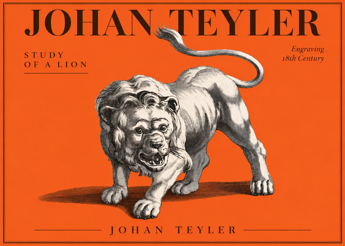 Johan Teyler Study of a Lion No3 - Poszter