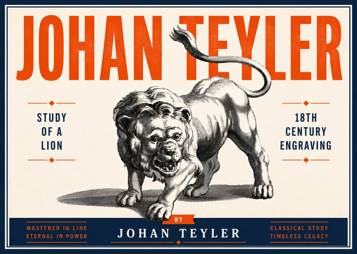 Johan Teyler Study of a Lion No6 - Poszter