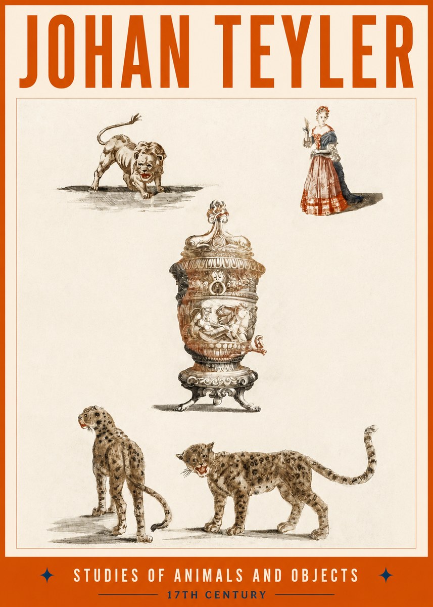 Johan Teyler Studies of Animals and Objects No2 - Poszter