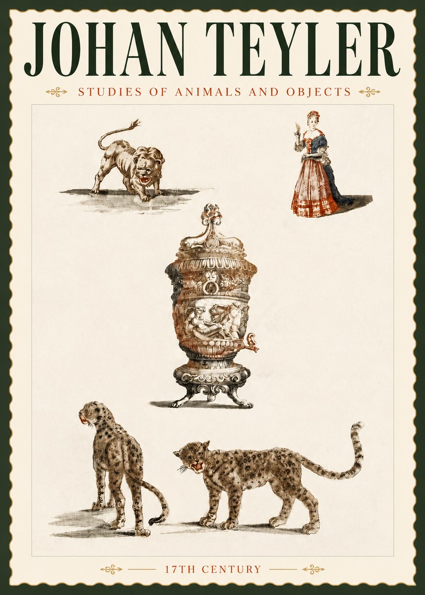 Johan Teyler Studies of Animals and Objects No5 - Poszter