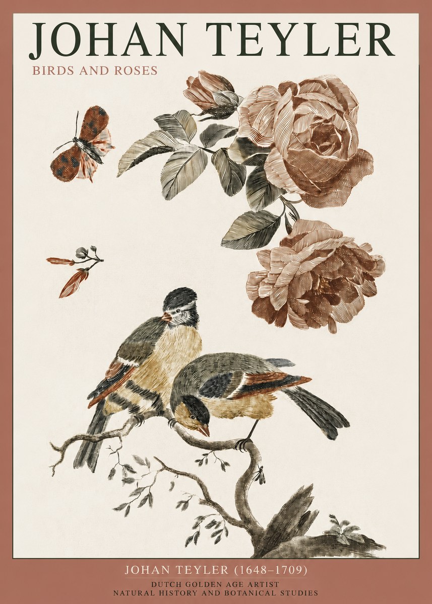 Johan Teyler Birds and Roses No2 - Poszter