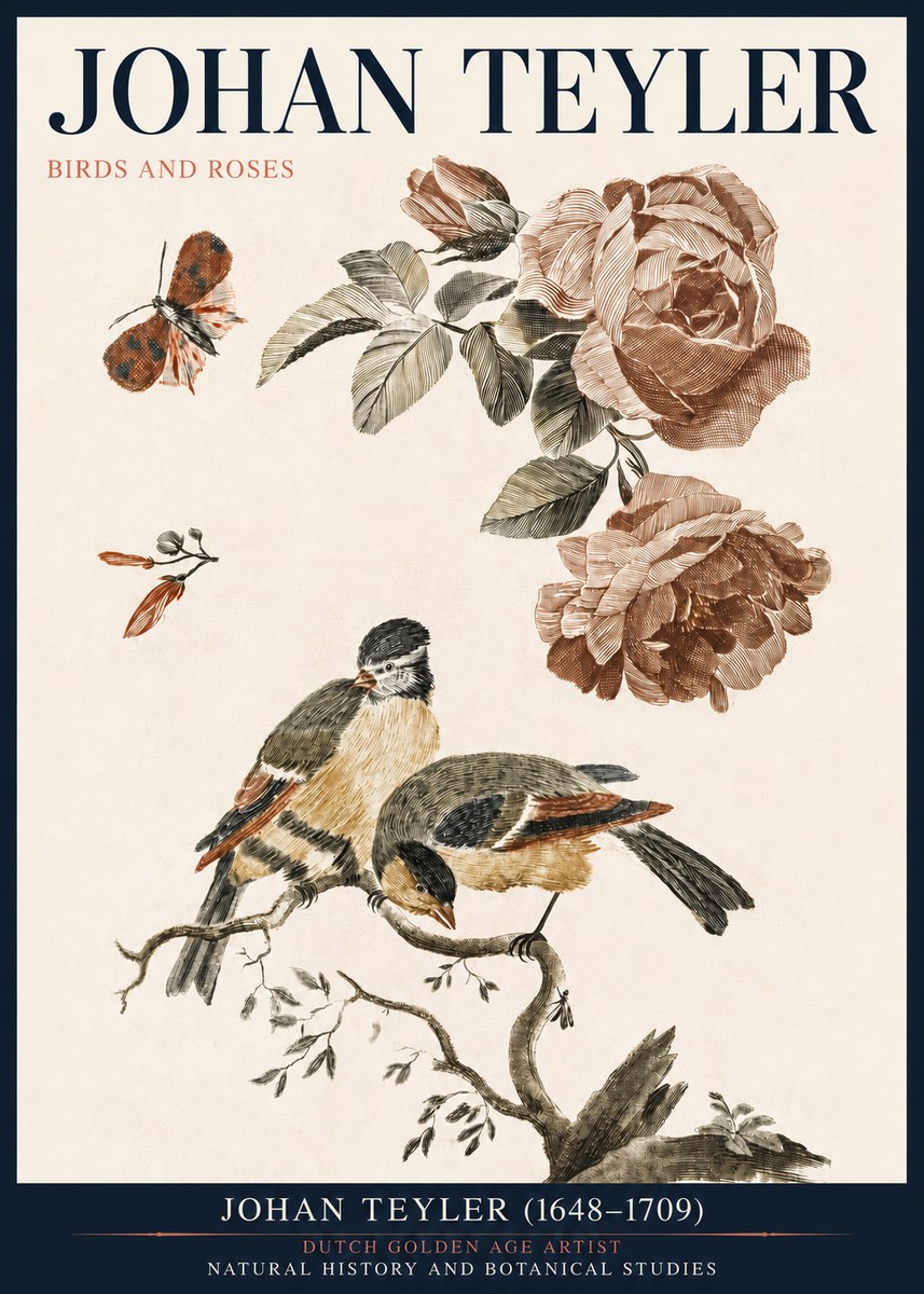 Johan Teyler Birds and Roses No3 - Poszter