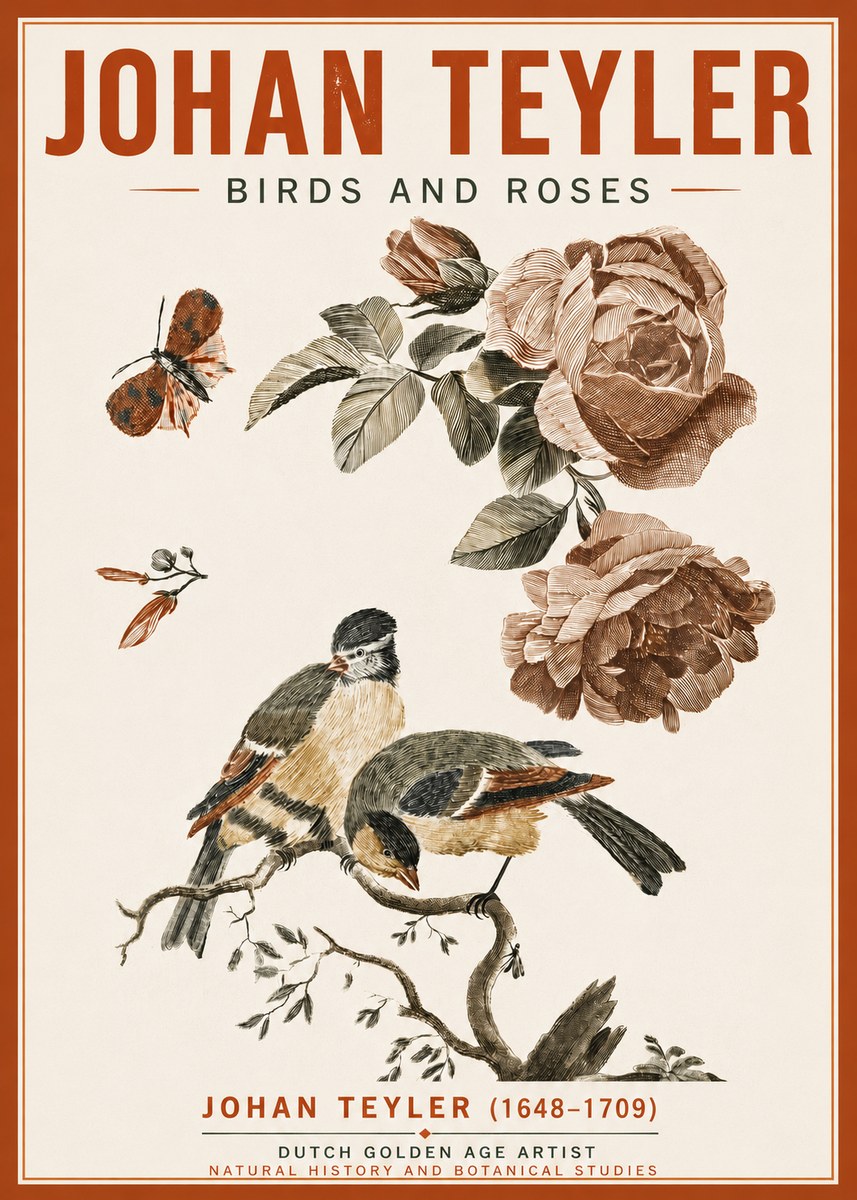 Johan Teyler Birds and Roses No5 - Poszter