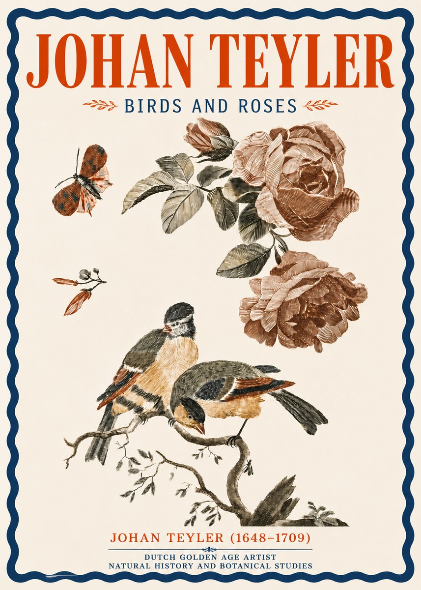 Johan Teyler Birds and Roses No6 - Poszter