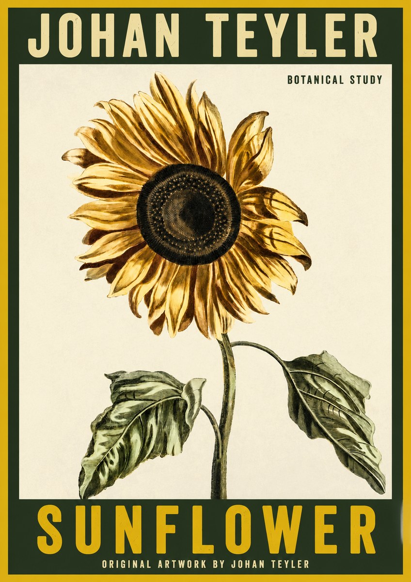 Johan Teyler Sunflower - Botanical Study No2 - Poszter