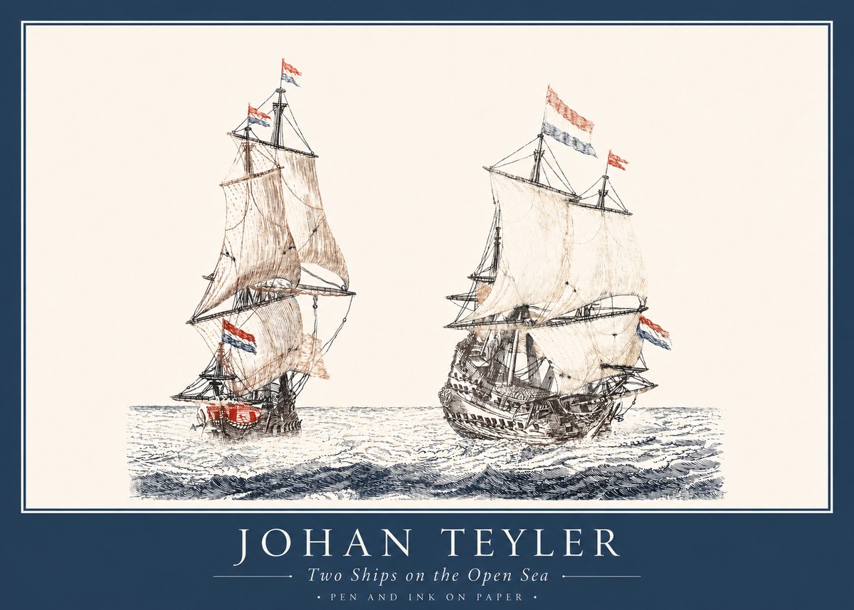 Johan Teyler Two Ships on the Open Sea No1 - Poszter