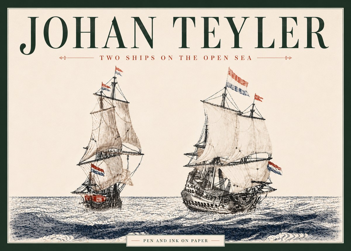 Johan Teyler Two Ships on the Open Sea No6 - Poszter