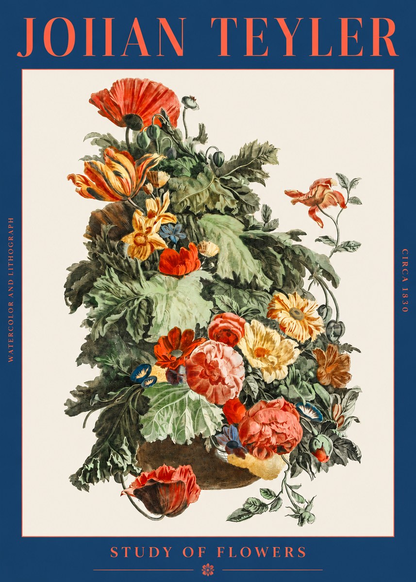 Johan Teyler Study of Flowers No2 - Poszter