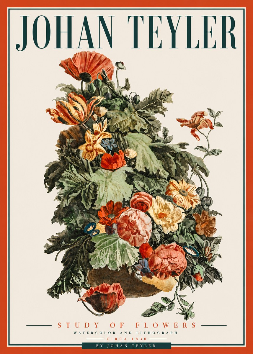 Johan Teyler Study of Flowers No5 - Poszter