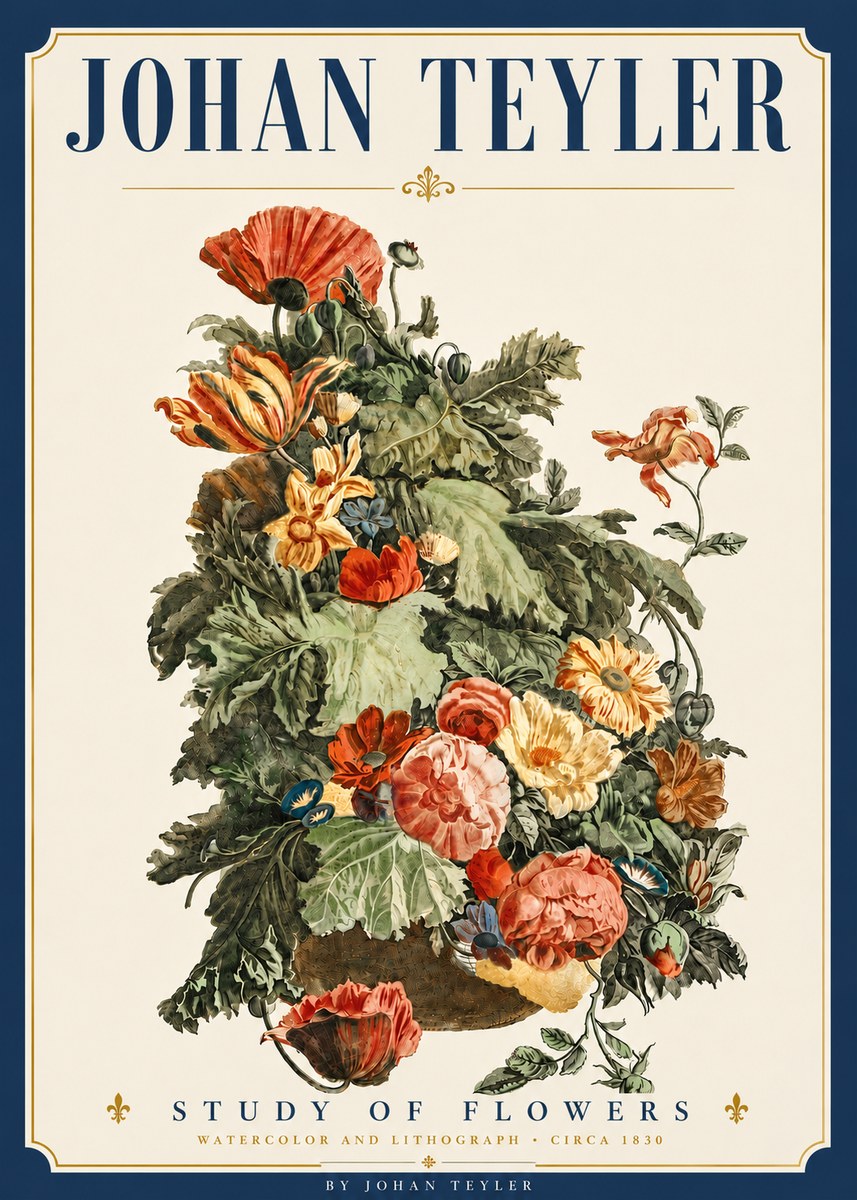 Johan Teyler Study of Flowers No6 - Poszter