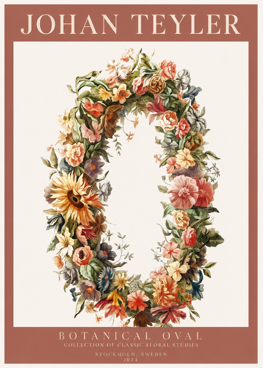 Johan Teyler Floral Oval No3 - Poszter