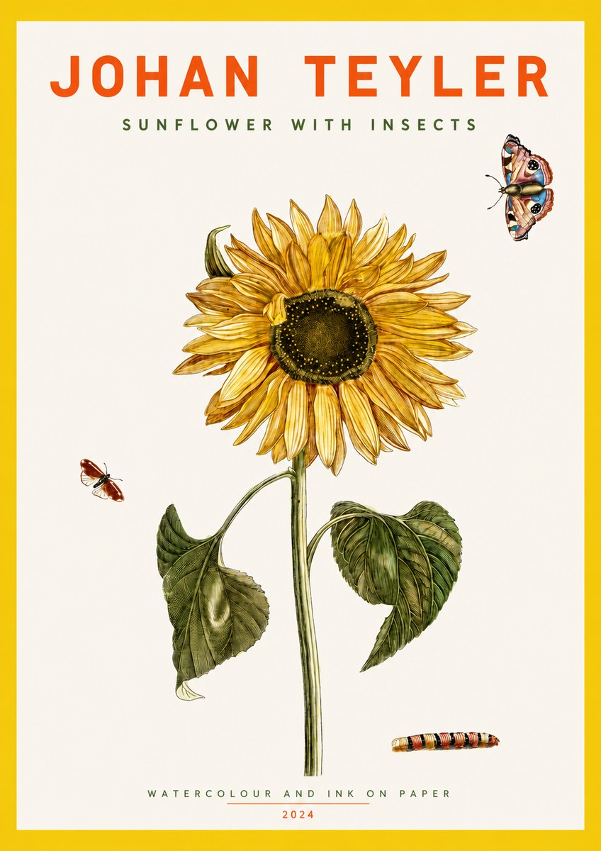 Johan Teyler Sunflower with Insects No2 - Poszter