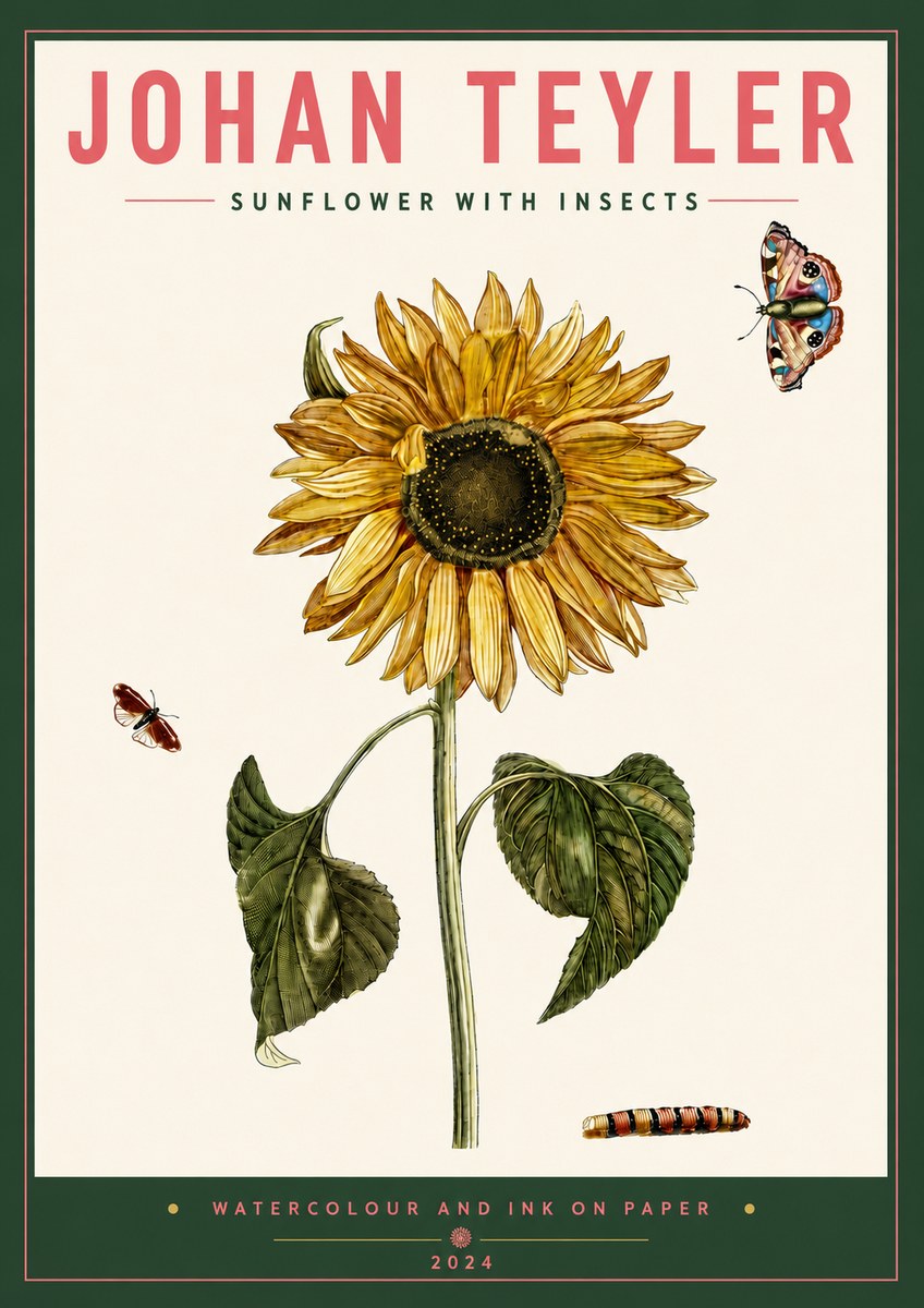 Johan Teyler Sunflower with Insects No5 - Poszter