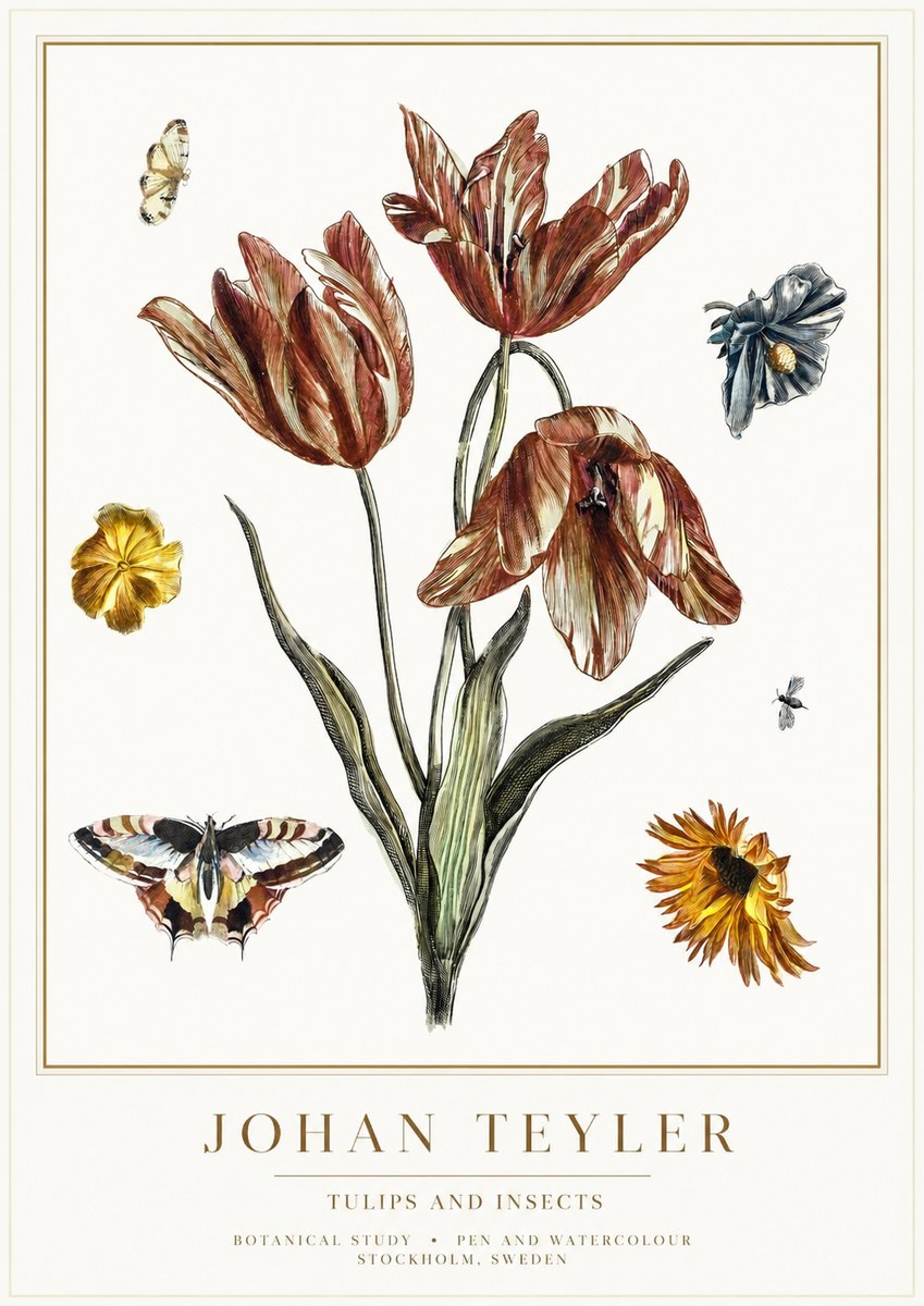 Johan Teyler Tulips and Insects No1 - Poszter