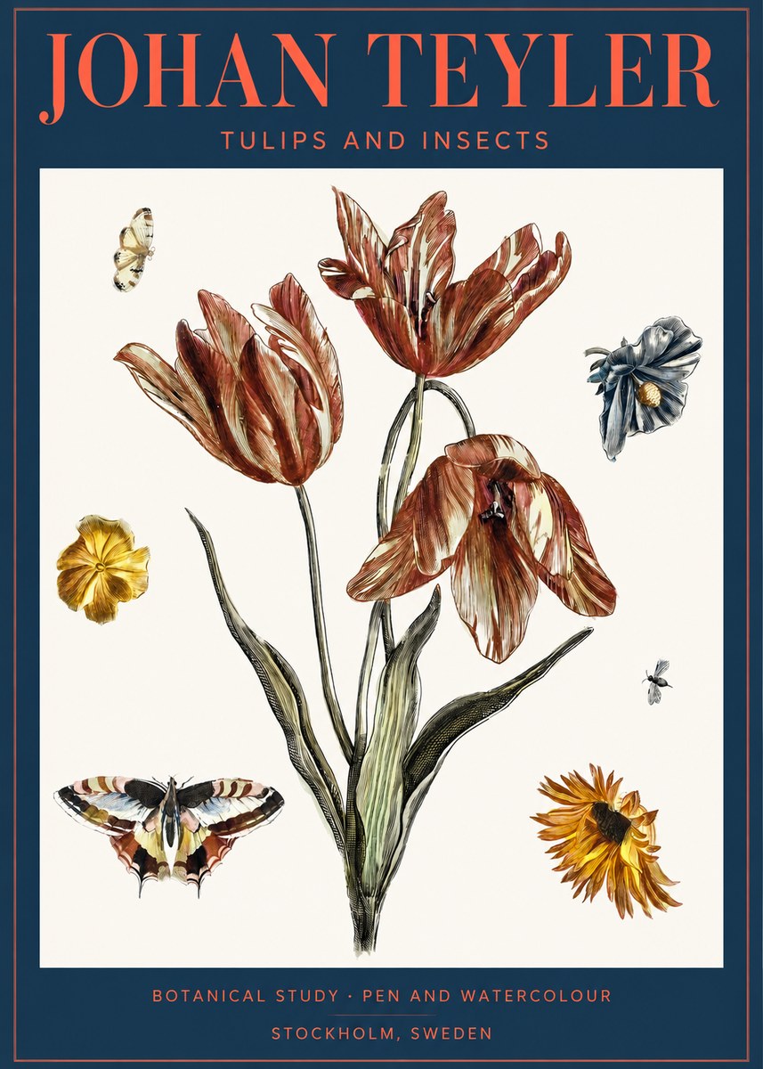 Johan Teyler Tulips and Insects No2 - Poszter