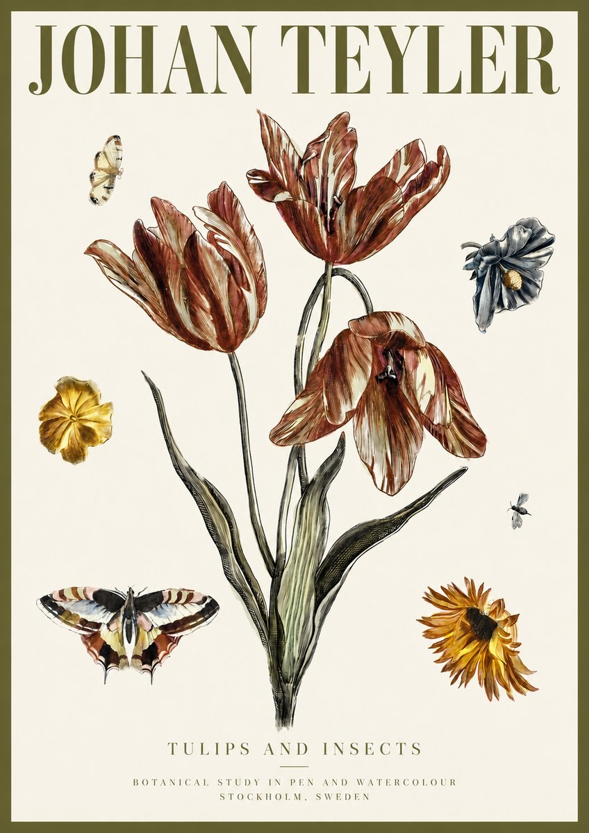 Johan Teyler Tulips and Insects No3 - Poszter