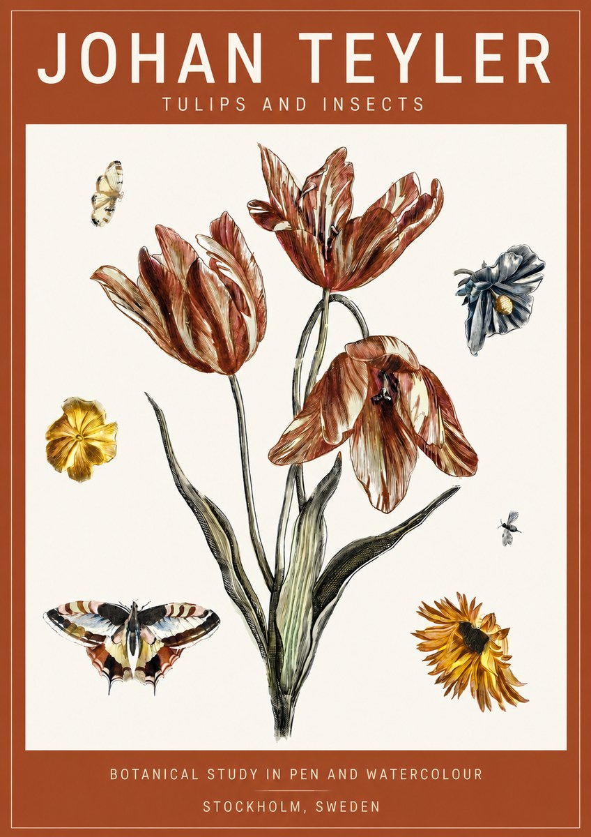 Johan Teyler Tulips and Insects No4 - Poszter