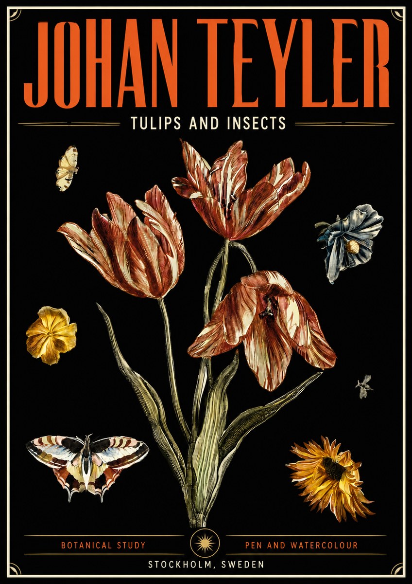 Johan Teyler Tulips and Insects No5 - Poszter