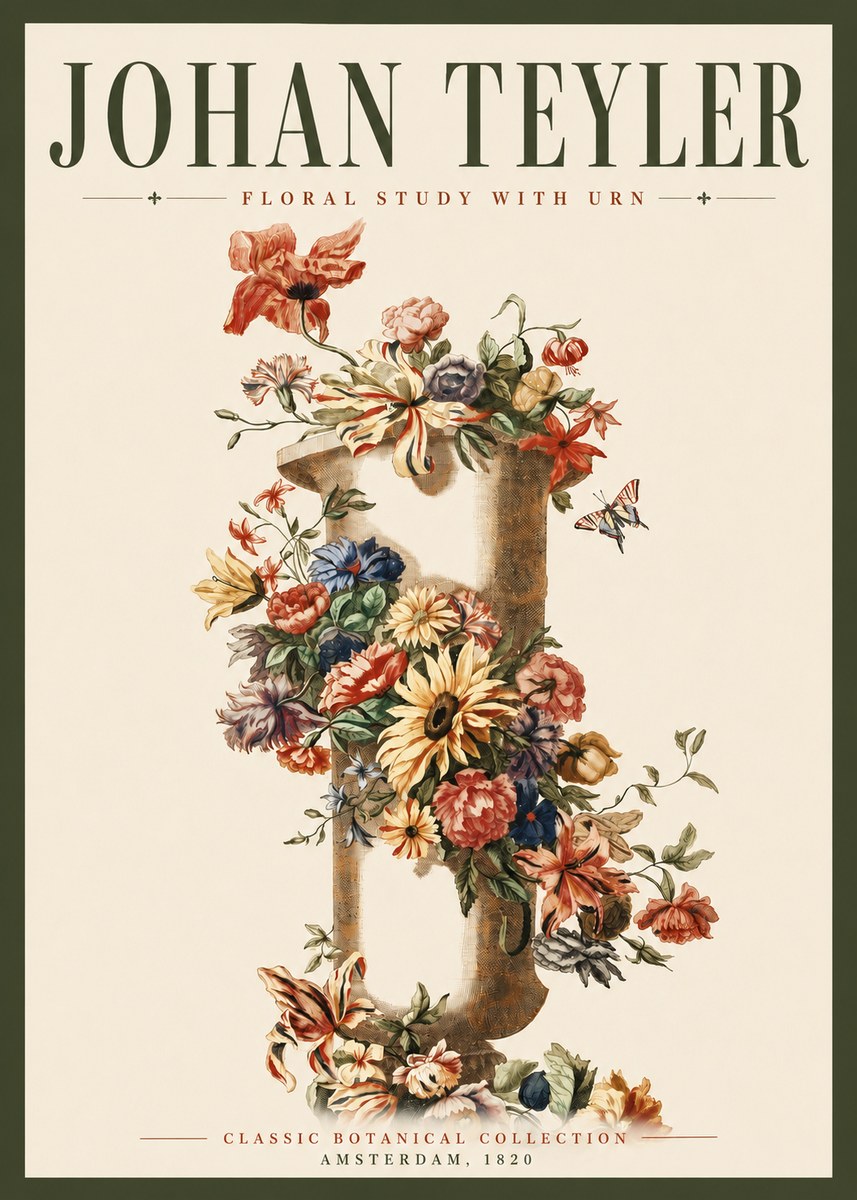 Johan Teyler Floral Study with Urn No3 - Poszter