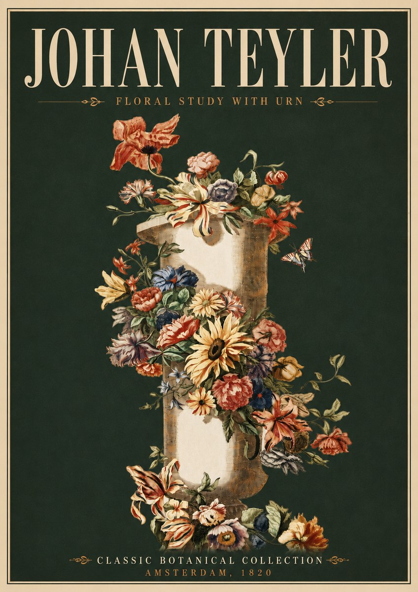 Johan Teyler Floral Study with Urn No6 - Poszter