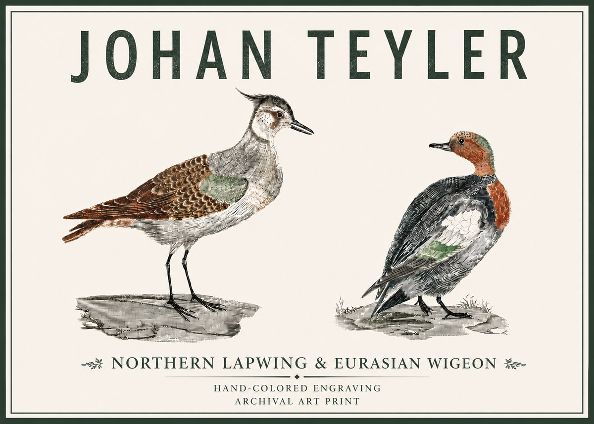 Johan Teyler Northern Lapwing & Eurasian Wigeon No5 - Poszter