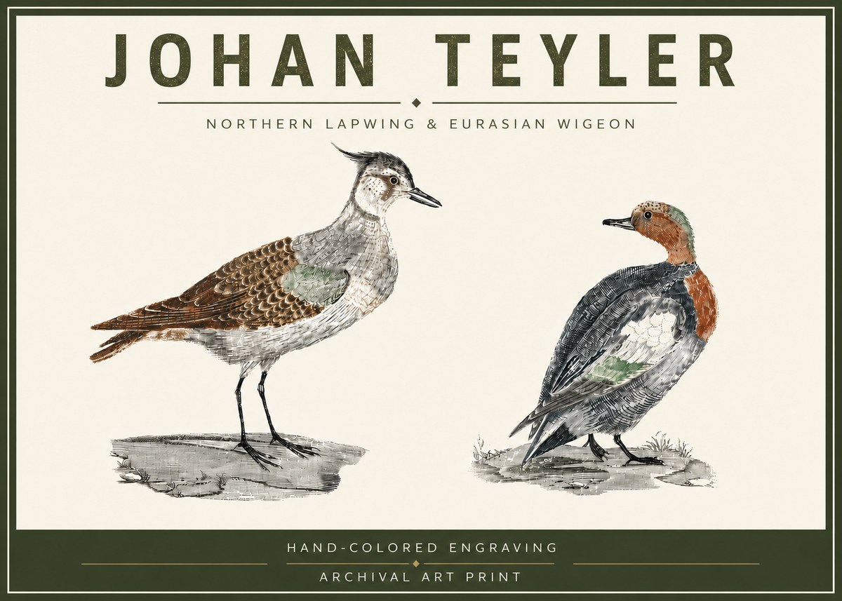 Johan Teyler Northern Lapwing & Eurasian Wigeon No6 - Poszter