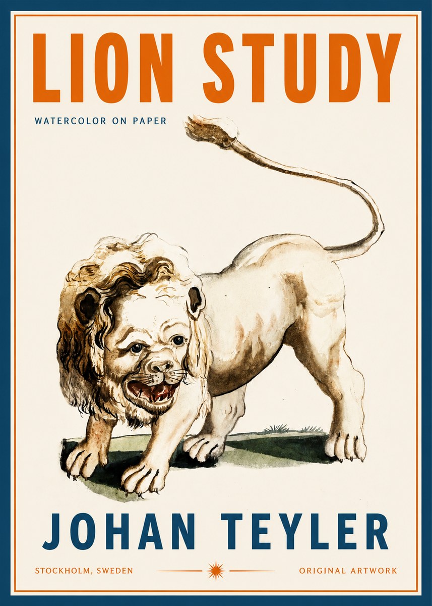 Johan Teyler Lion Study No2 - Poszter