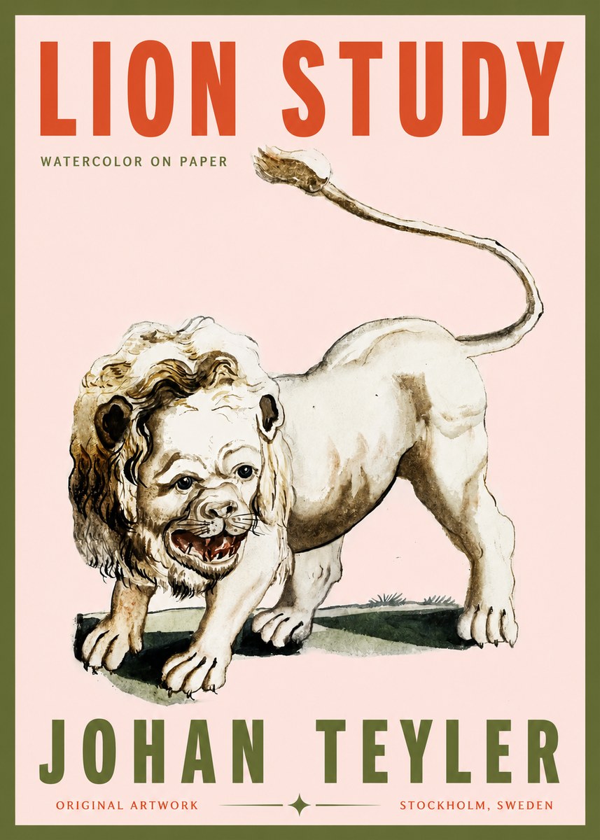 Johan Teyler Lion Study No3 - Poszter