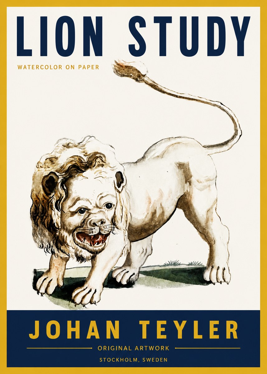 Johan Teyler Lion Study No4 - Poszter