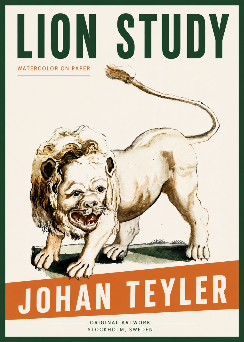 Johan Teyler Lion Study No5 - Poszter