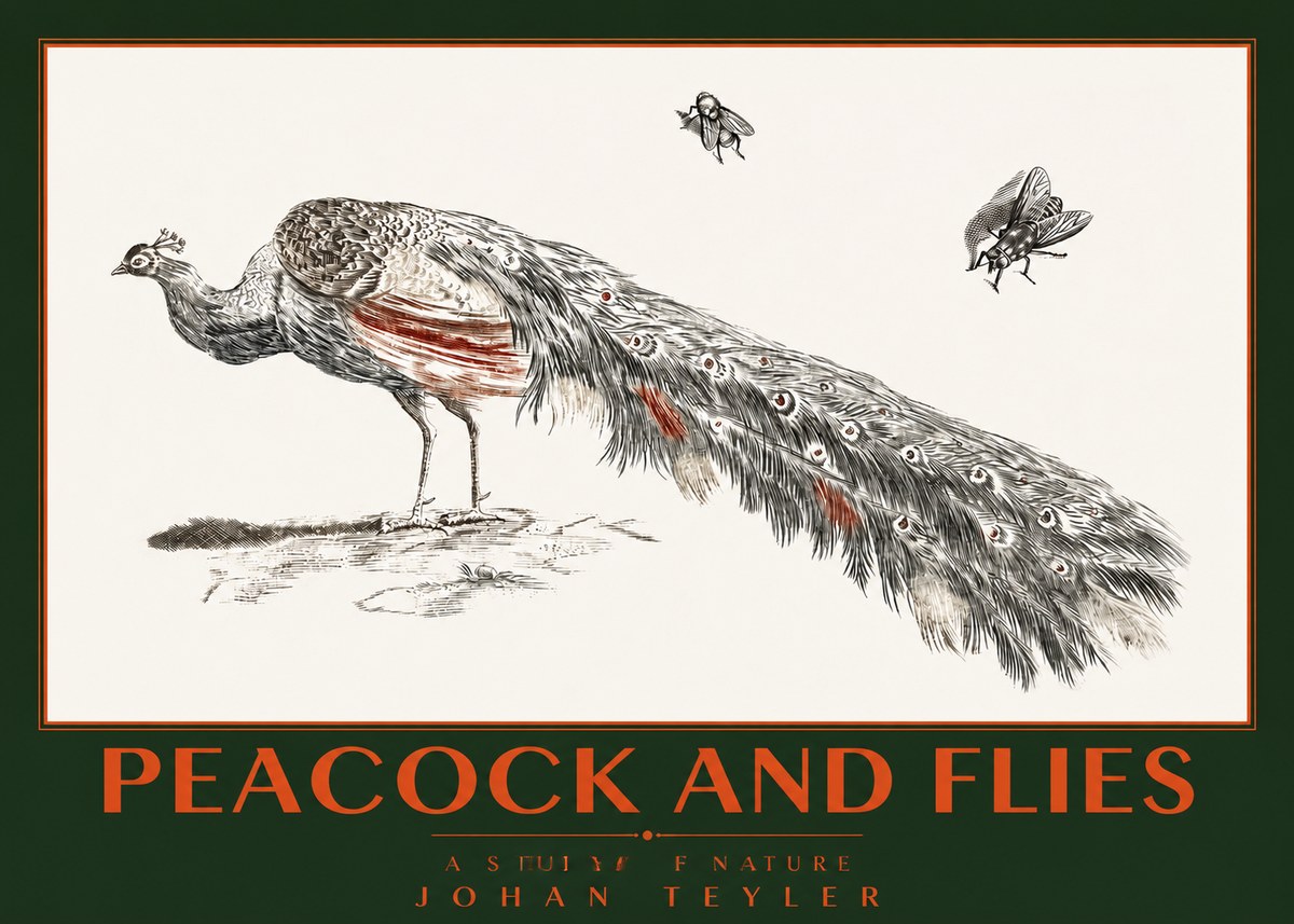 Johan Teyler Peacock and Flies - Animal Study No2 - Poszter