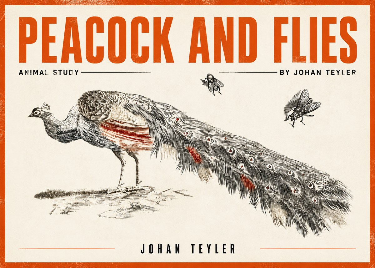 Johan Teyler Peacock and Flies - Animal Study No3 - Poszter