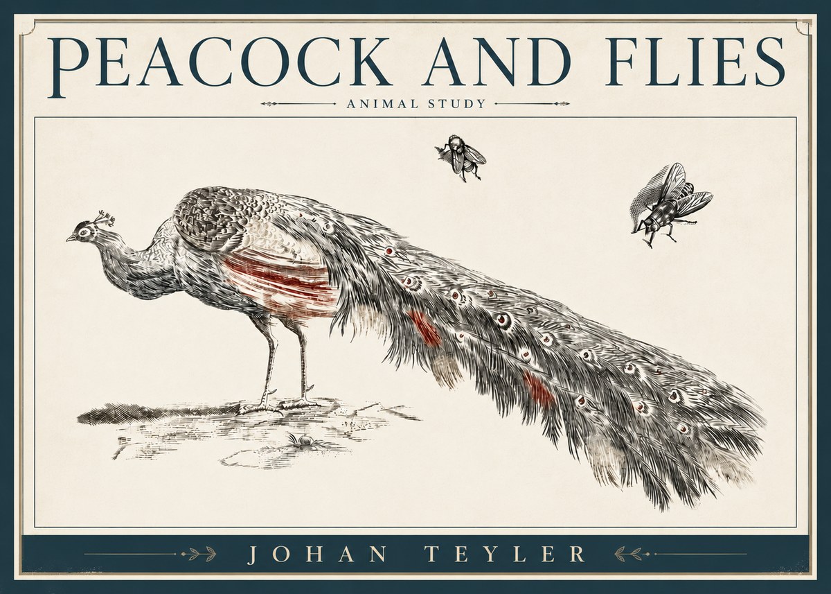 Johan Teyler Peacock and Flies - Animal Study No4 - Poszter