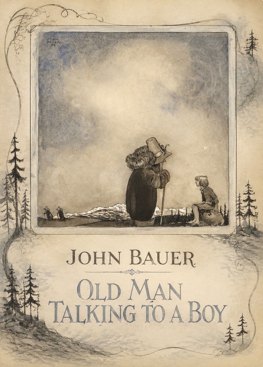 John Bauer Old Man Talking to a Boy No2 - Poszter