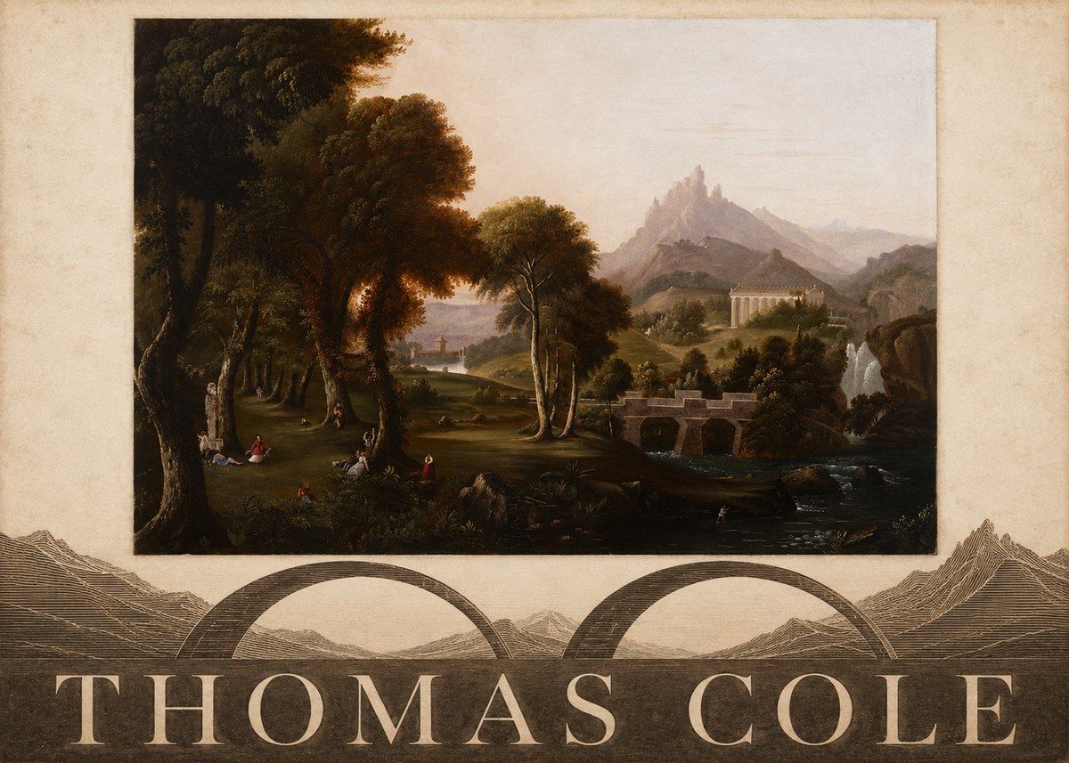 Thomas Cole The Old Mill, Sunset No6 - Poszter