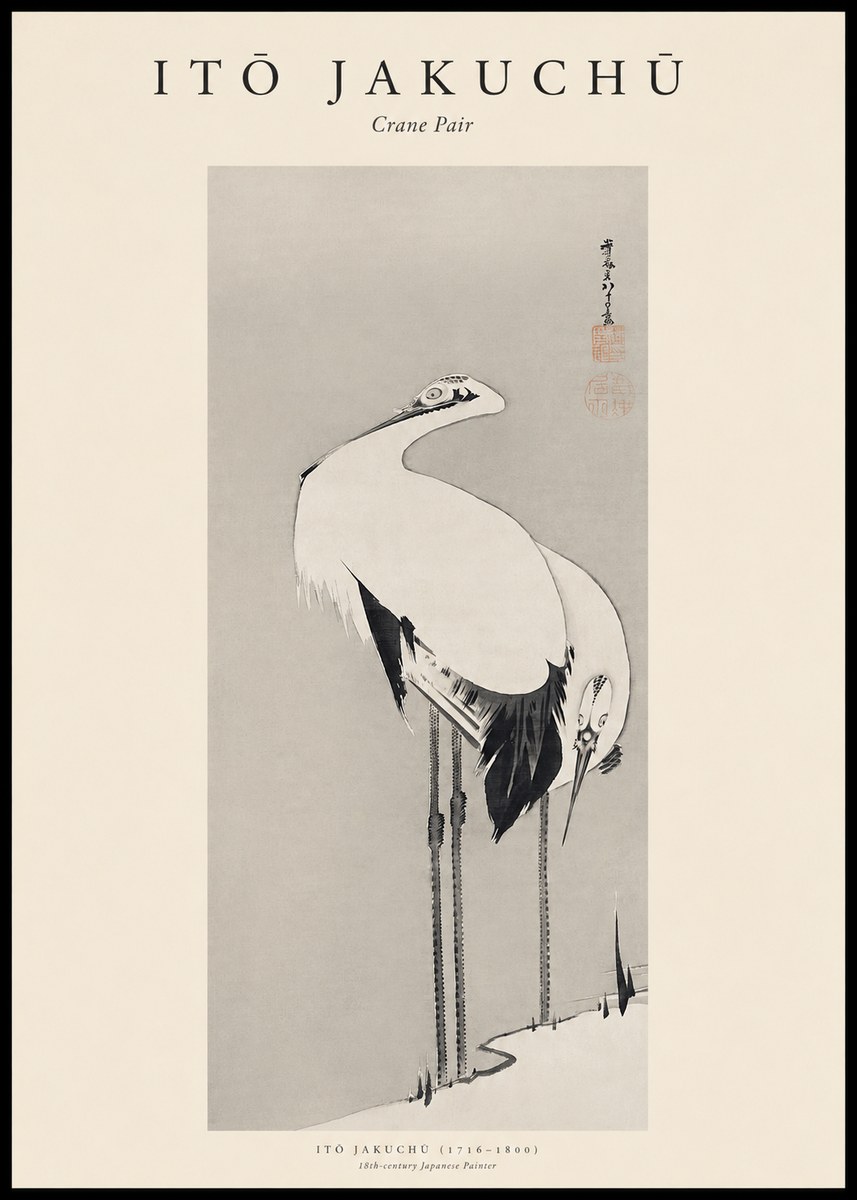 Itō Jakuchū Crane Pair No1 - Poszter