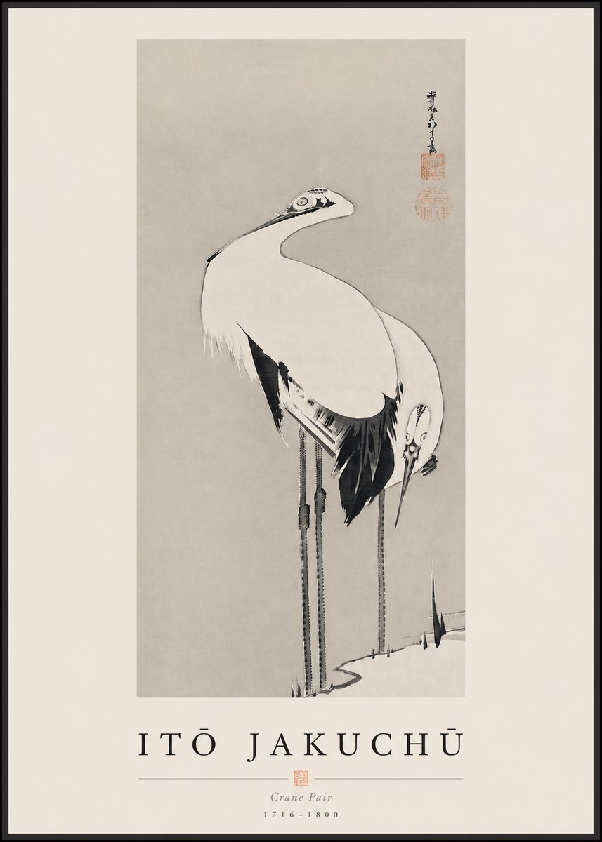Itō Jakuchū Crane Pair No3 - Poszter