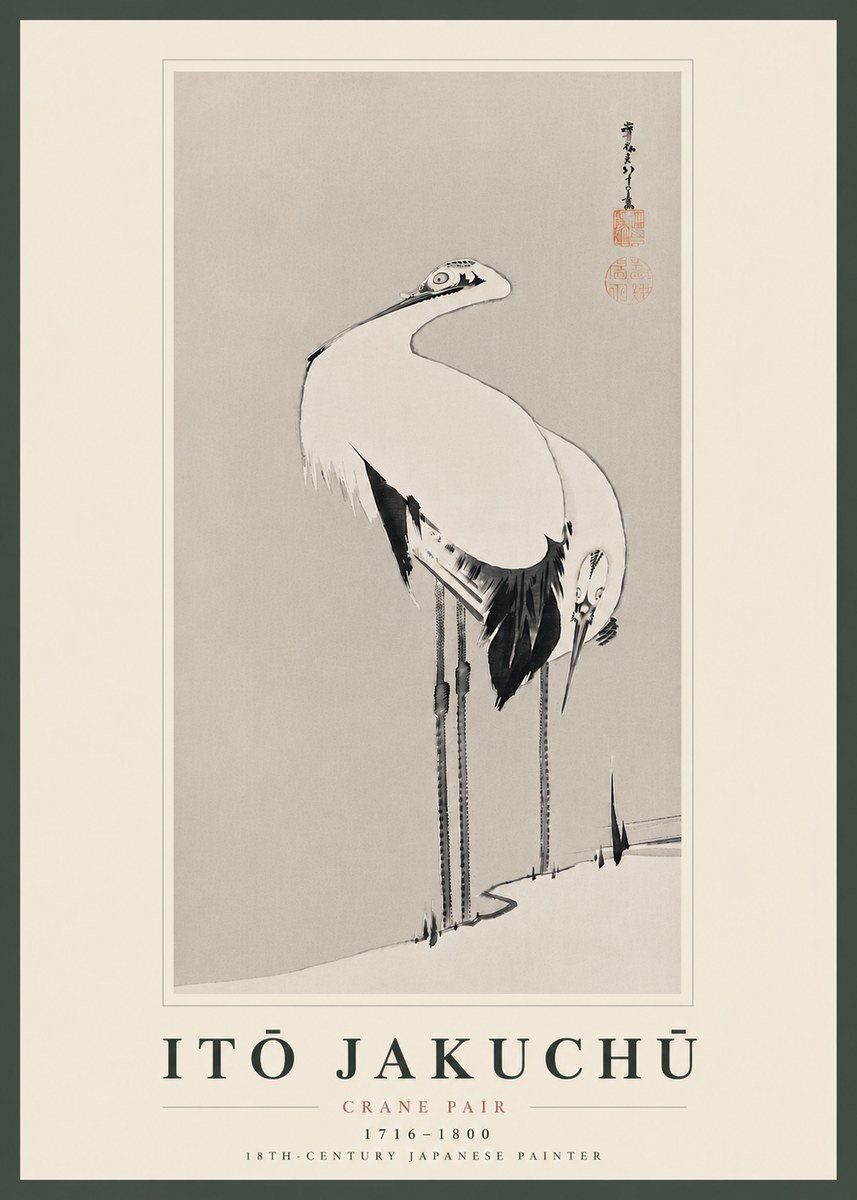 Itō Jakuchū Crane Pair No8 - Poszter