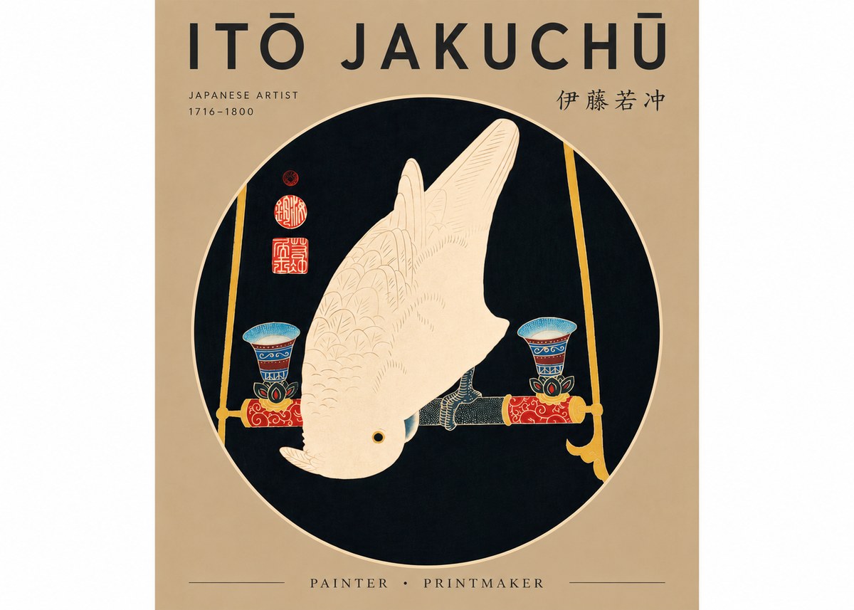 Itō Jakuchū White Cockatoo No5 - Poszter