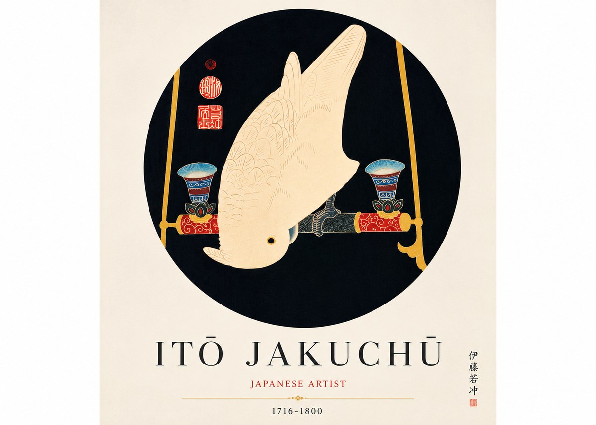 Itō Jakuchū White Cockatoo No6 - Poszter