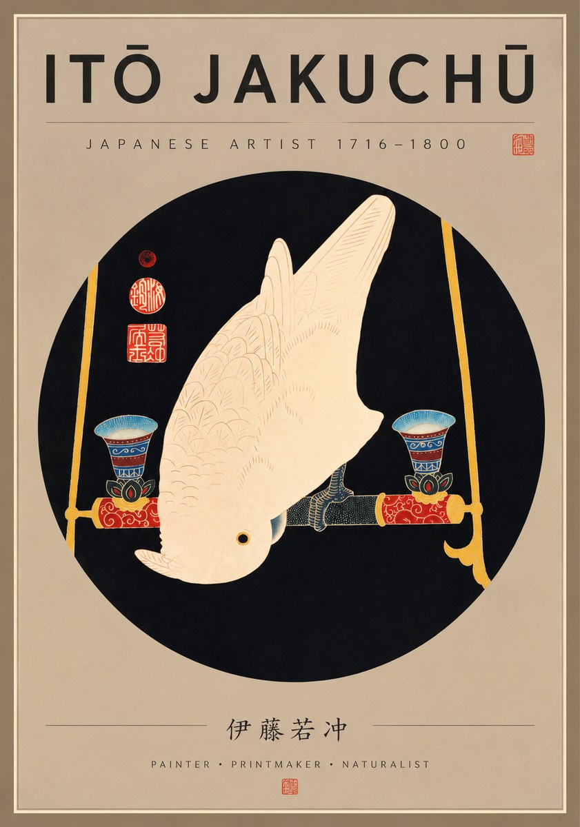 Itō Jakuchū White Cockatoo No7 - Poszter