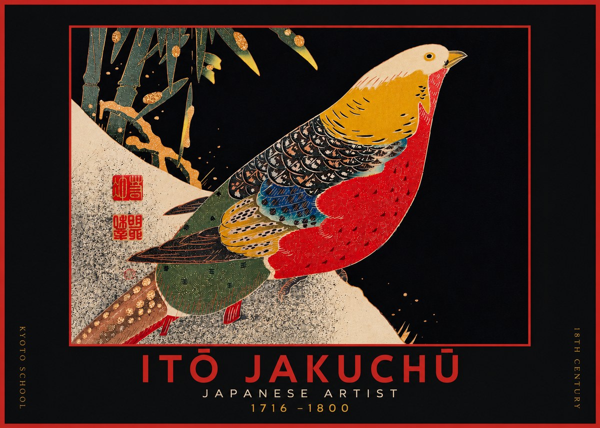 Itō Jakuchū Golden Pheasant and Bamboo No4 - Poszter