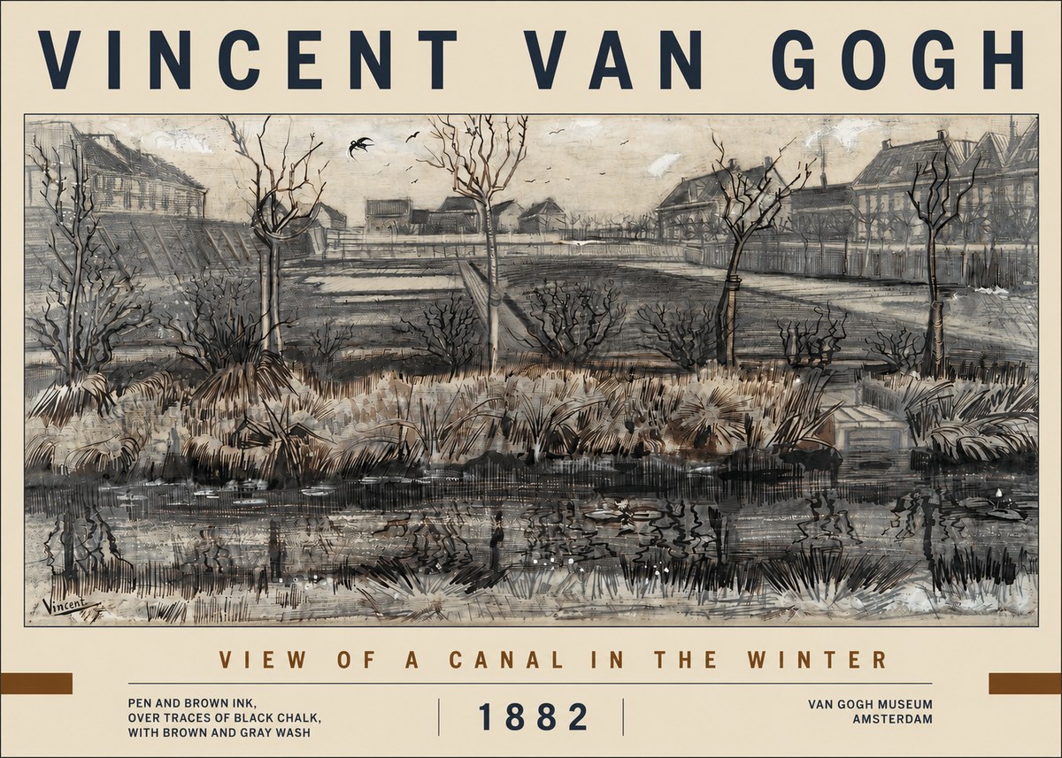 Van Gogh View of a Canal in the Winter No2 - Poszter