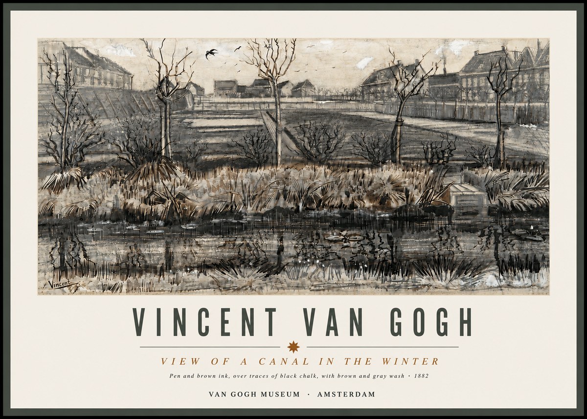 Van Gogh View of a Canal in the Winter No4 - Poszter