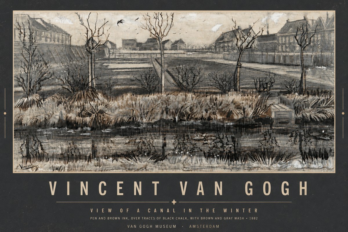 Van Gogh View of a Canal in the Winter No5 - Poszter