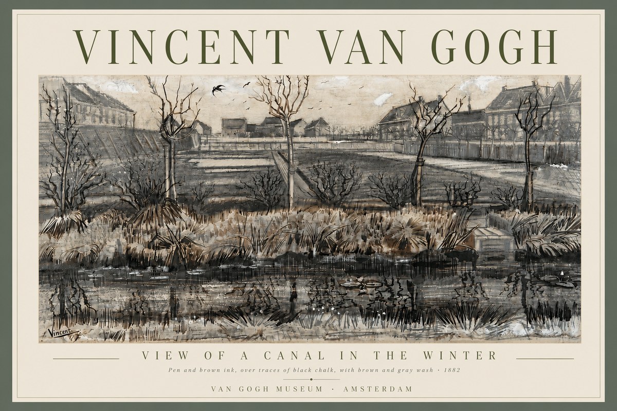 Van Gogh View of a Canal in the Winter No6 - Poszter