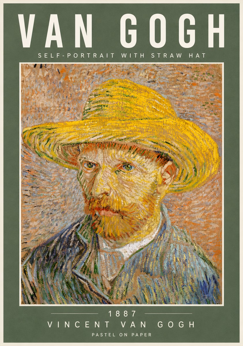 Van Gogh Self-portrait with Straw Hat I No5 - Poszter
