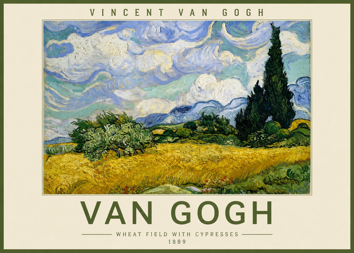 Van Gogh Wheat Field with Cypresses, 1889 No2 - Poszter