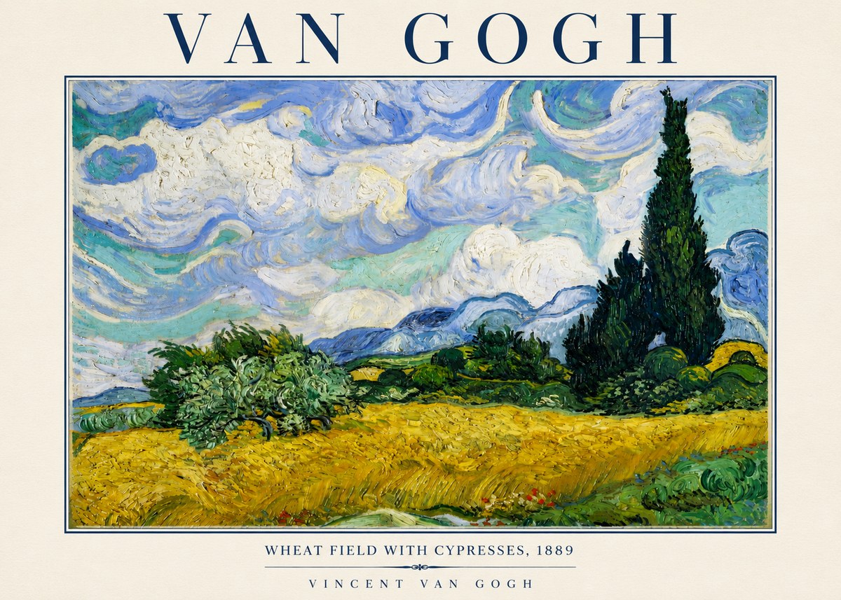 Van Gogh Wheat Field with Cypresses, 1889 No4 - Poszter