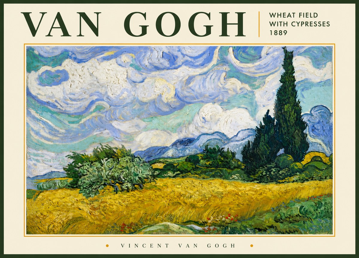 Van Gogh Wheat Field with Cypresses, 1889 No5 - Poszter